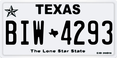 TX license plate BIW4293