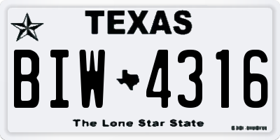 TX license plate BIW4316
