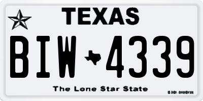 TX license plate BIW4339