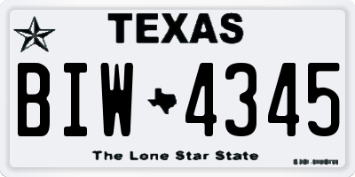 TX license plate BIW4345