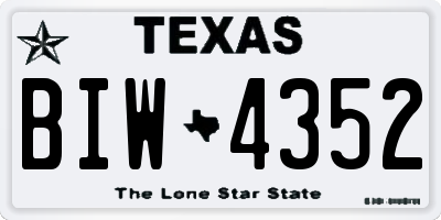 TX license plate BIW4352