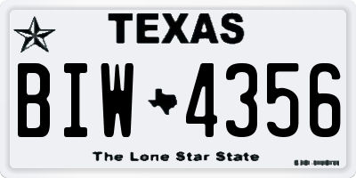 TX license plate BIW4356