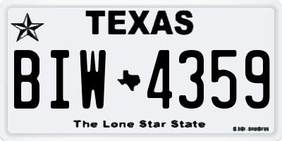 TX license plate BIW4359