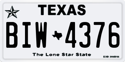 TX license plate BIW4376