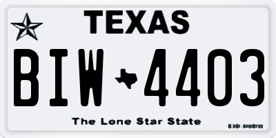 TX license plate BIW4403