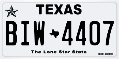 TX license plate BIW4407