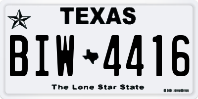 TX license plate BIW4416