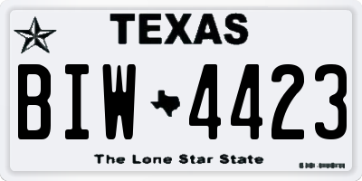 TX license plate BIW4423