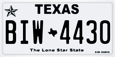 TX license plate BIW4430
