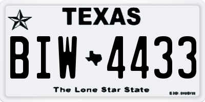 TX license plate BIW4433