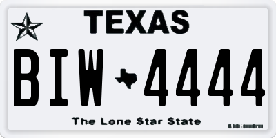 TX license plate BIW4444