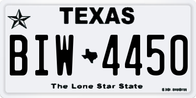 TX license plate BIW4450