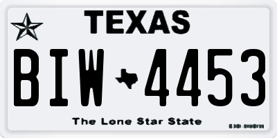 TX license plate BIW4453