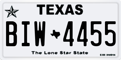 TX license plate BIW4455