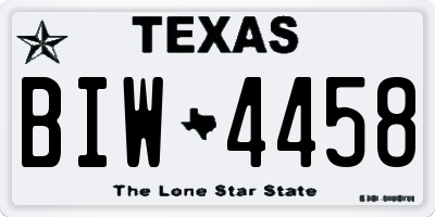 TX license plate BIW4458