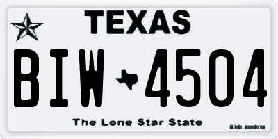 TX license plate BIW4504