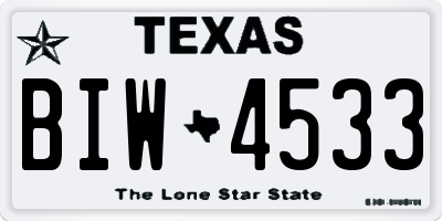 TX license plate BIW4533