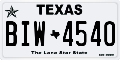 TX license plate BIW4540