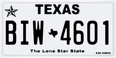 TX license plate BIW4601