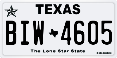 TX license plate BIW4605