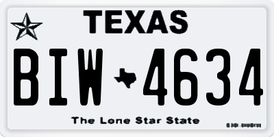 TX license plate BIW4634
