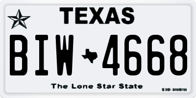 TX license plate BIW4668