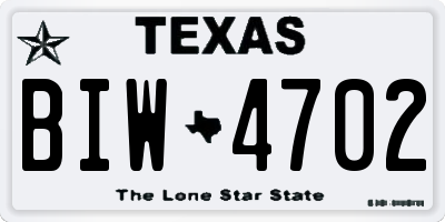 TX license plate BIW4702
