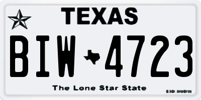 TX license plate BIW4723