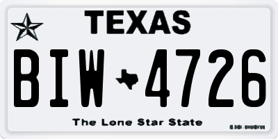 TX license plate BIW4726