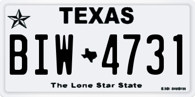 TX license plate BIW4731