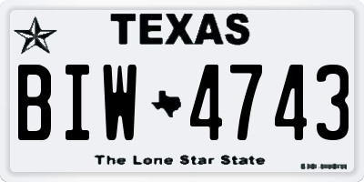 TX license plate BIW4743