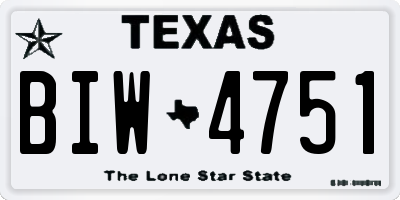 TX license plate BIW4751