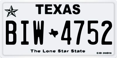 TX license plate BIW4752