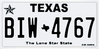 TX license plate BIW4767