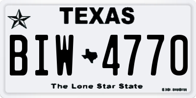 TX license plate BIW4770