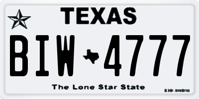 TX license plate BIW4777