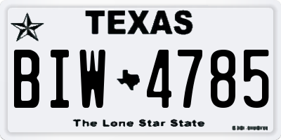 TX license plate BIW4785