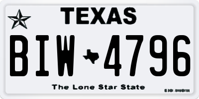 TX license plate BIW4796