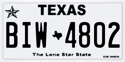 TX license plate BIW4802