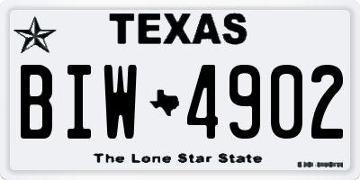 TX license plate BIW4902