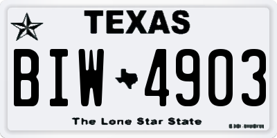 TX license plate BIW4903