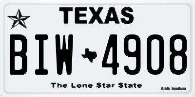 TX license plate BIW4908
