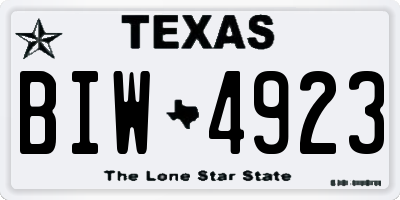 TX license plate BIW4923