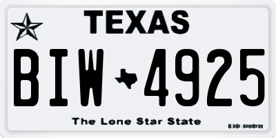 TX license plate BIW4925