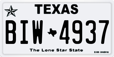 TX license plate BIW4937