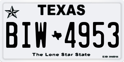 TX license plate BIW4953
