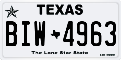 TX license plate BIW4963