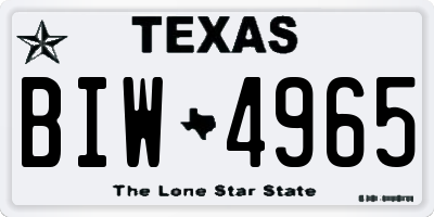TX license plate BIW4965