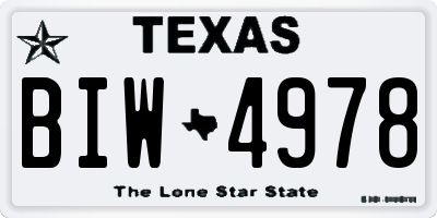 TX license plate BIW4978
