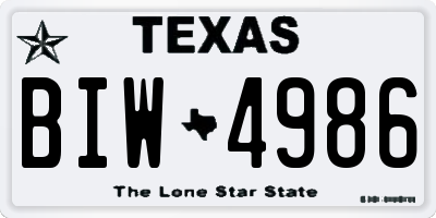TX license plate BIW4986